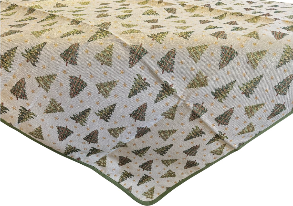 Kerst - Tafelkleed – luxe gobelinstof – Tree – All Over - vierkant 100 x 100 cm