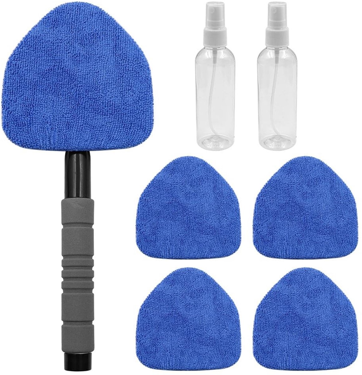 Dailygoods - Dailygoody - Raamreiniger - Multifunctioneel - Uitbreidbaar - Inclusief microvezel pads - Voor auto en gladde oppervlakken - Handig schoonmaakset