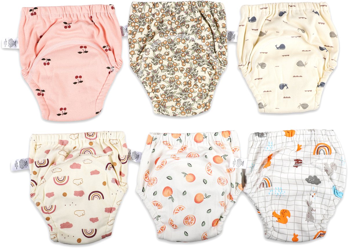 Bummy - Zindelijkheidsbroekjes - Oefenbroekjes zindelijkheid - 6 Stuks - Maat S (8-11kg) - Trainingsbroekjes - Wasbaar & Waterdicht - Zacht Premium Katoen - REACH-getest