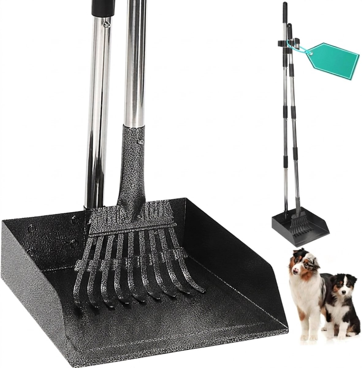 TIM® Hondenpoepschep - Honden - Hondenpoepzakjes - Zwart - 17cm x 18cm x 96cm