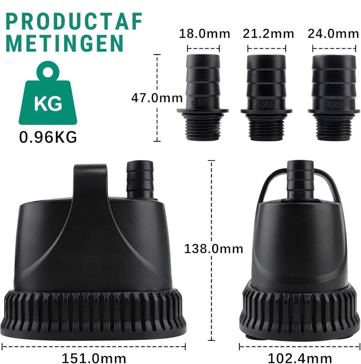 HEZIVO® Regentonpomp - Bewateringspomp Regenton - Tuinpomp - Dompelpomp - 25 W - 2500 l/u – foto 6