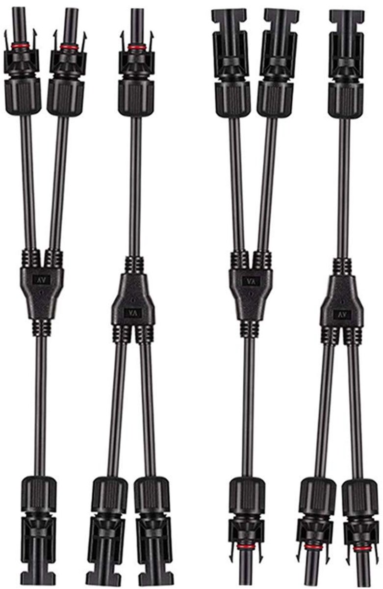 Dailygoods - Dailygoody - Zonnepaneel Kabel Connector - Y Aftakconnector - Verzilverd Koper - Zwart - Fotovoltaïsche Connector - Geschikt voor zonnepanelen - Zwar