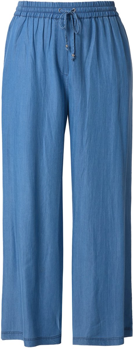 Studio Untold - Dames - Broek wijde pijpen hoge taille Lyocell - Licht blauw denim - Maat 50+