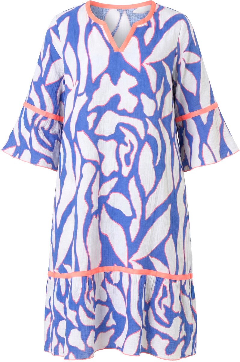 Laurasøn - Dames - Mousseline-jurk 3/4-mouwen - Blauwviolet - Maat 44+