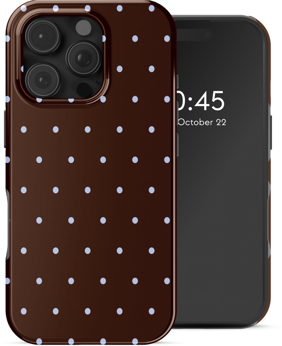Selencia Hoesje - Geschikt voor Apple iPhone 16 Pro - Backcover - Happy Dots Chocolate