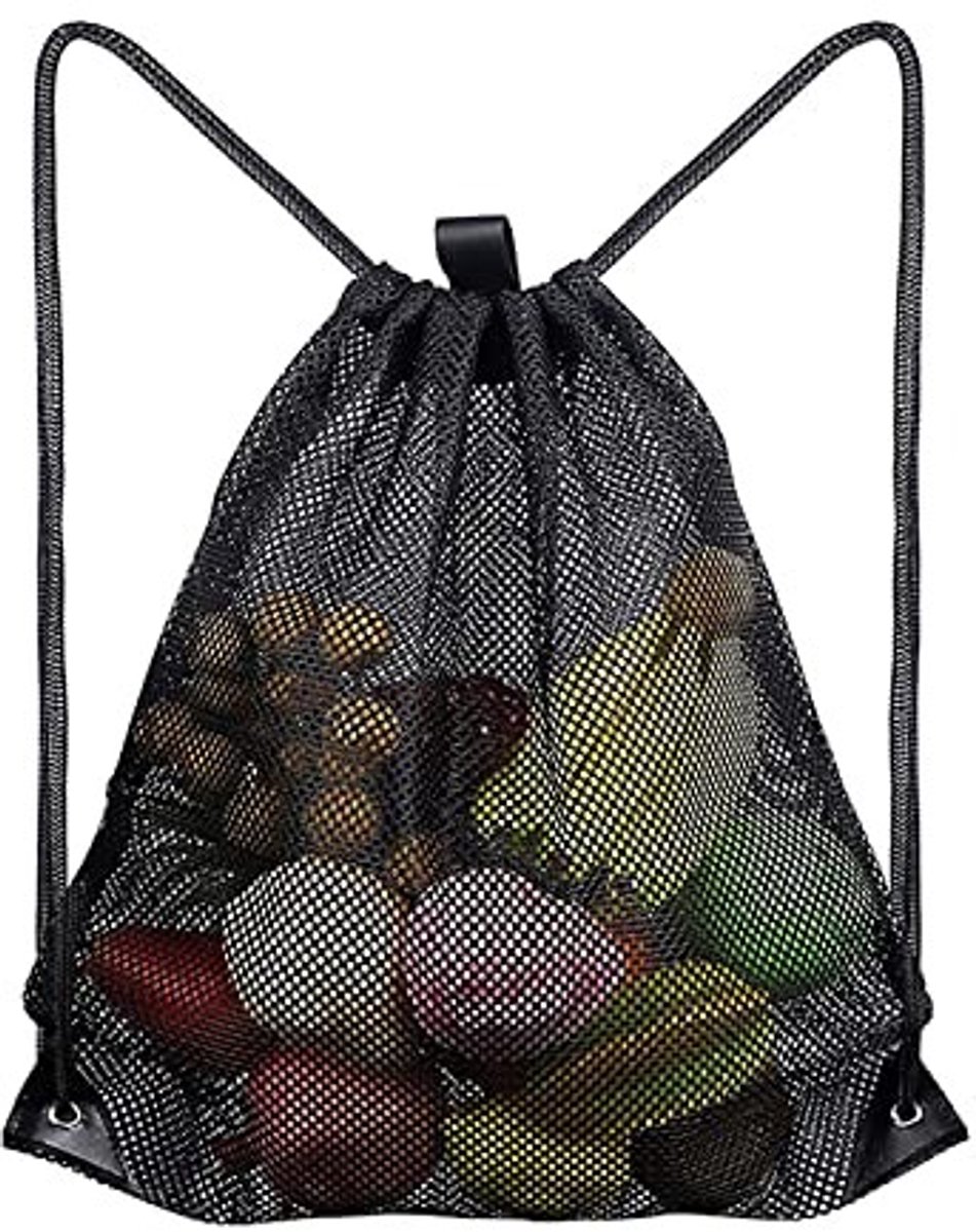 Dailygoods - Dailygoody - Rugzak met trekkoord - Mesh strandtas - Lichtgewicht en robuust - 45 x 40 cm - Voor strand en sportschool - Uniseks voor volwassenen