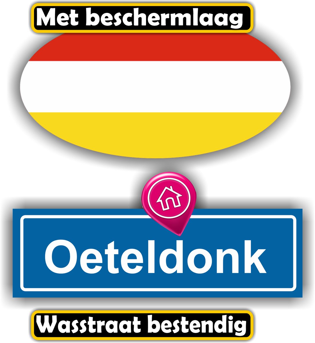 Jerma - Oeteldonk - Auto - Sticker - set 2 - Ovaal 13x7 cm - rechthoek 13x6 cm - Zelfklevend - Vinyl