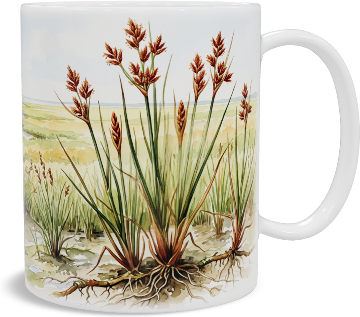 Mok met rode bies illustratie - Waddenlandschap design mok