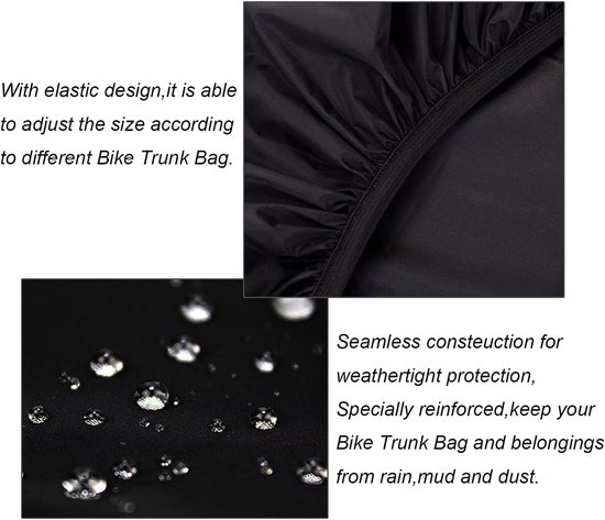 2 Stuks - Fietskrathoes - Fietsmandafdekking - Krathoes - Kleine en grote - Regenhoes - Fietskrat afdekhoes - Waterdicht canvas - Regenhoes voor fietsmand - Waterdicht, stofdicht en UV-bestendig - Eenvoudig te installeren - Universele - Zwart — afbeelding 3