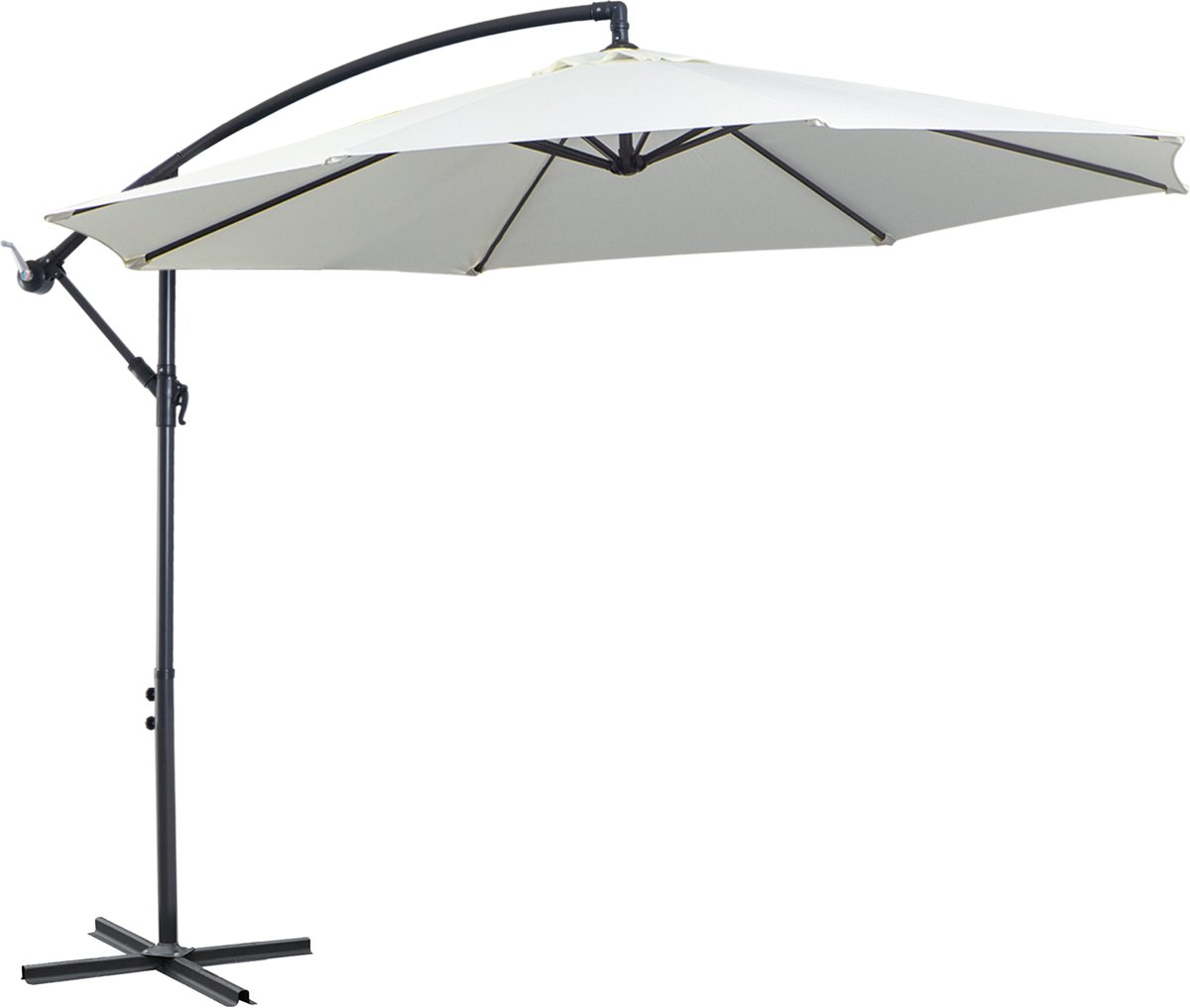 Wit Zijparasol-Handbediend-Stalen Onderstel-Voor Tuin 300cm