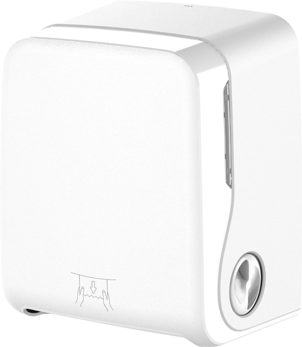 Witte Autocut Dispenser – Handdoekrolhouder met Automatisch Snijsysteem