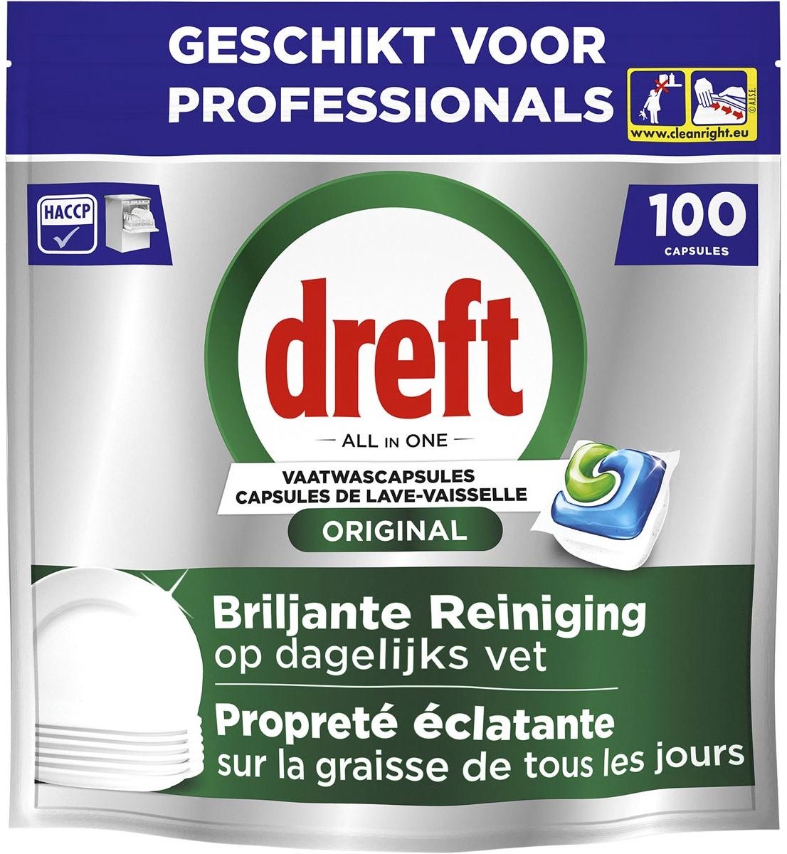 Dreft Professional All-in-1 vaatwastabletten Regular 100 stuks