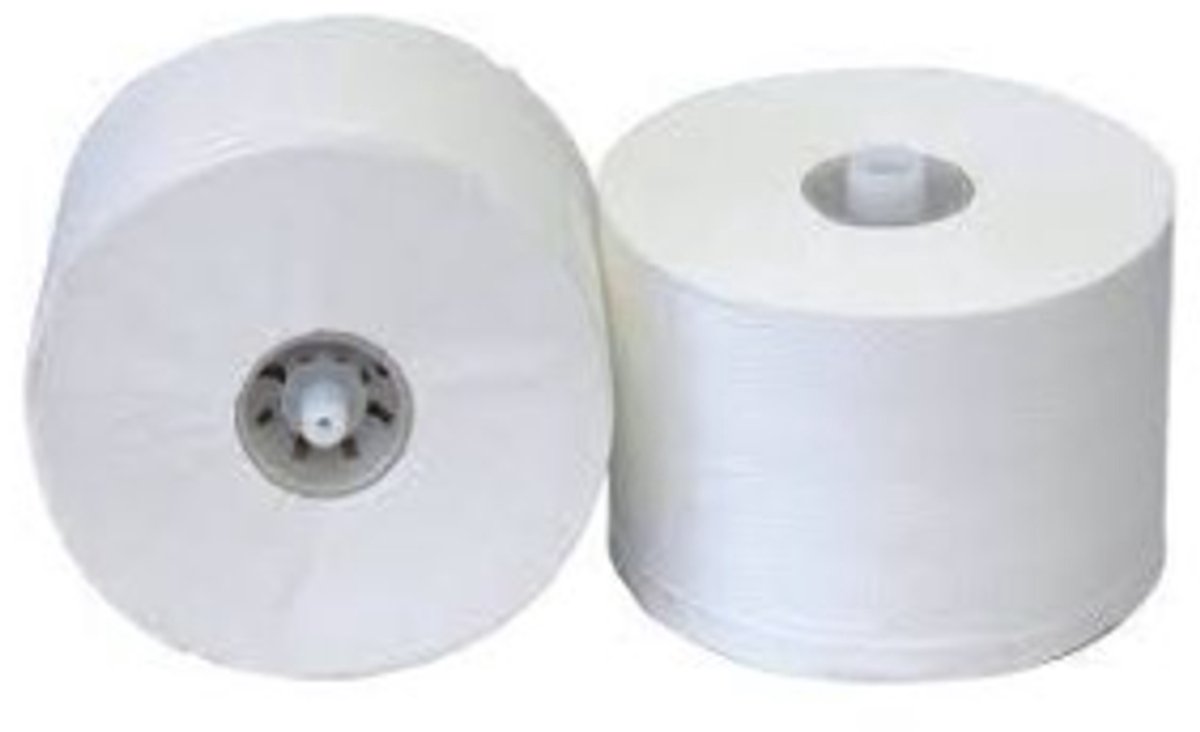 DOPROLLEN Toiletpapier met dop 1 laags merkloos recycled wit 150 meter doos 36 rol (6151804984981)