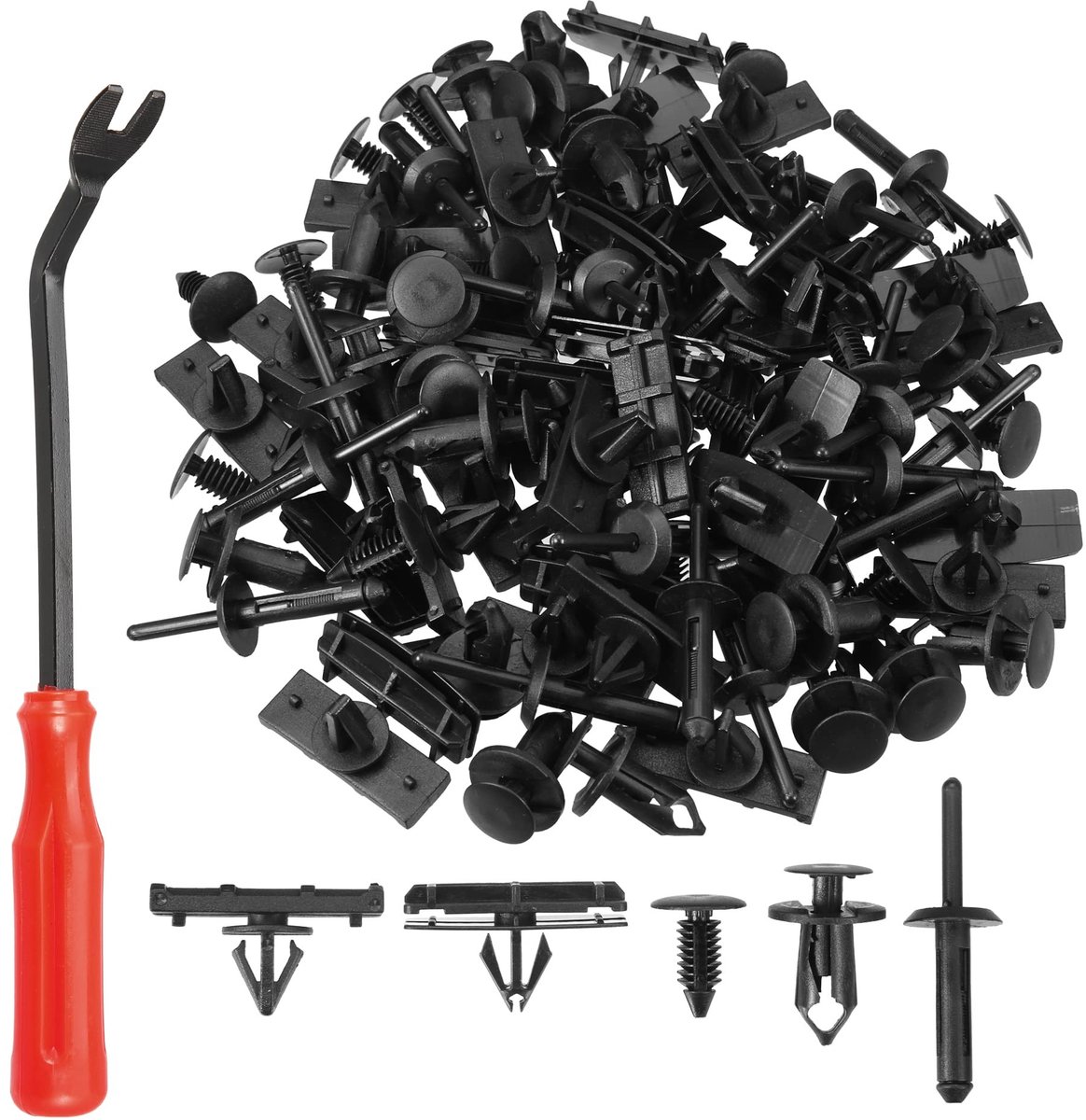 Dailygoody - Fastener Clip Kit - Bumper Deurpaneel Clips - 101 Stuks - Zwart - Handig voor oudere auto's - Perfect voor Jeep - 5 gangbare maten