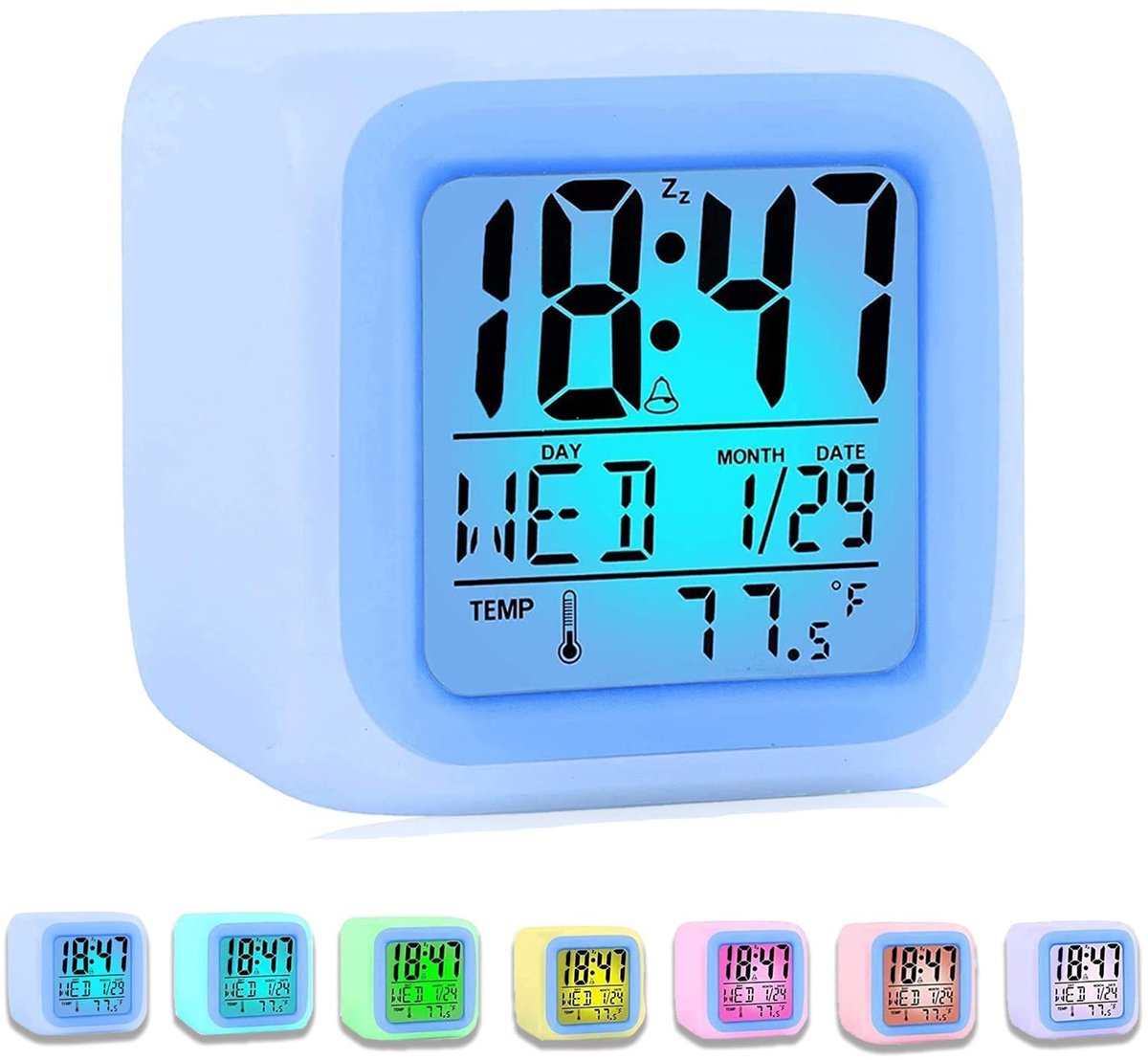 Dailygoody - Digitale wekker voor kinderen - Kinderwekker - Sluimerfunctie - Wit - Nachtkastje - Temperatuur - Geschikt voor slaapkamer - 3x3x3"