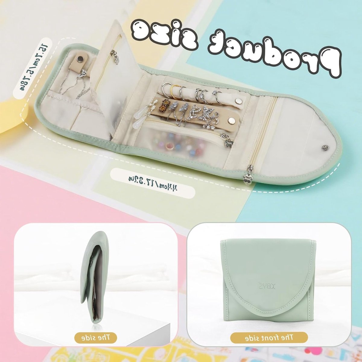 Reisjuwelentas, Inklapbare Organizer voor Sieraden, Ringen, Armbanden en Oorbellen met 6 Opbergvakken (Groen)