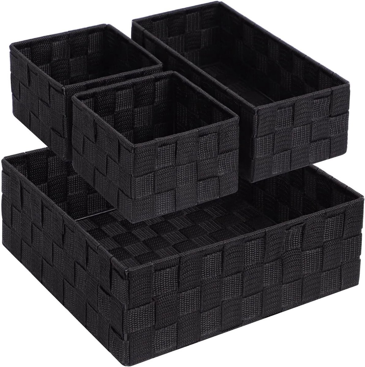 Opbergdozen Set van 4 voor Badkamer, Keuken en Kast - Woven Opbergmanden voor Snacks, Cereals en Bakbenodigdheden