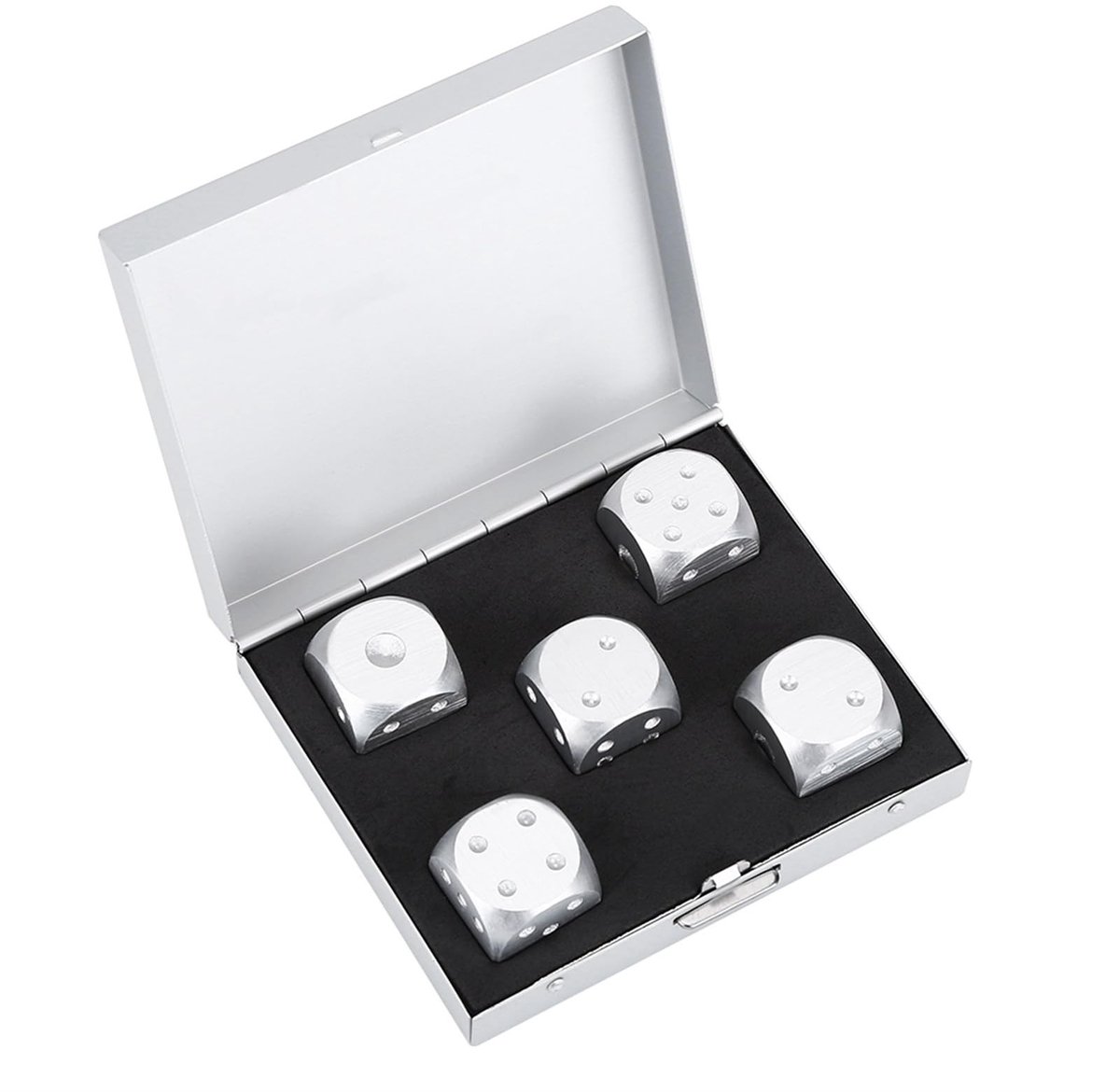 Dailygoods - Dailygoody - Poker Dobbelstenen Set - 5-delige Aluminium Craps Dobbelstenen - Compact en Lichtgewicht - Ideaal voor Spellenavonden - Tafelspellen - Pe...