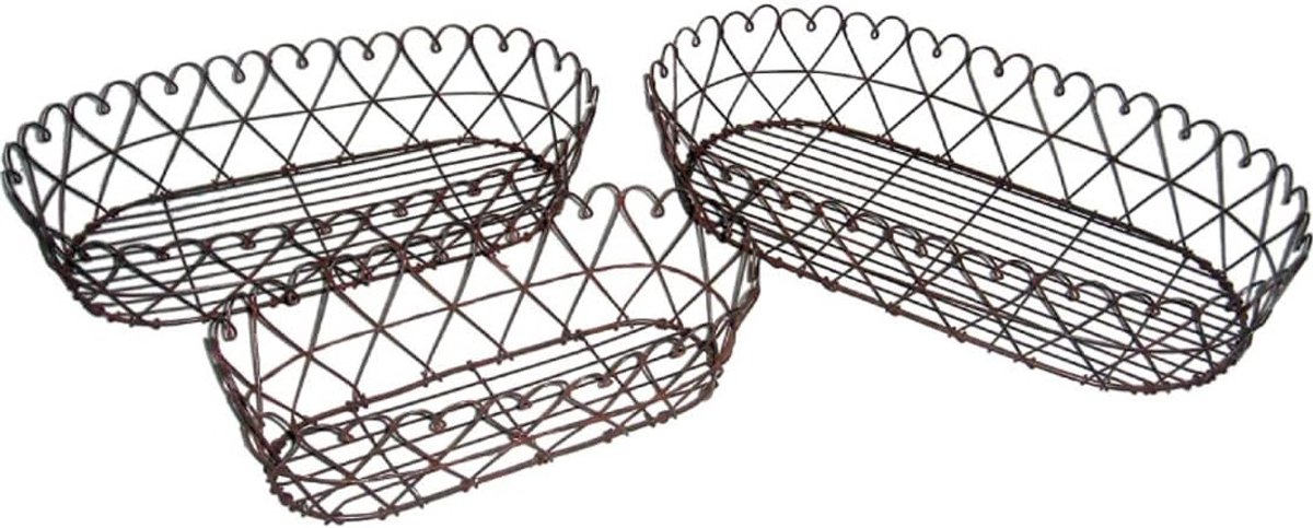 Set van 3 metalen manden in landelijke stijl voor opslag en decoratie in de keuken, perfect voor groenten en fruit