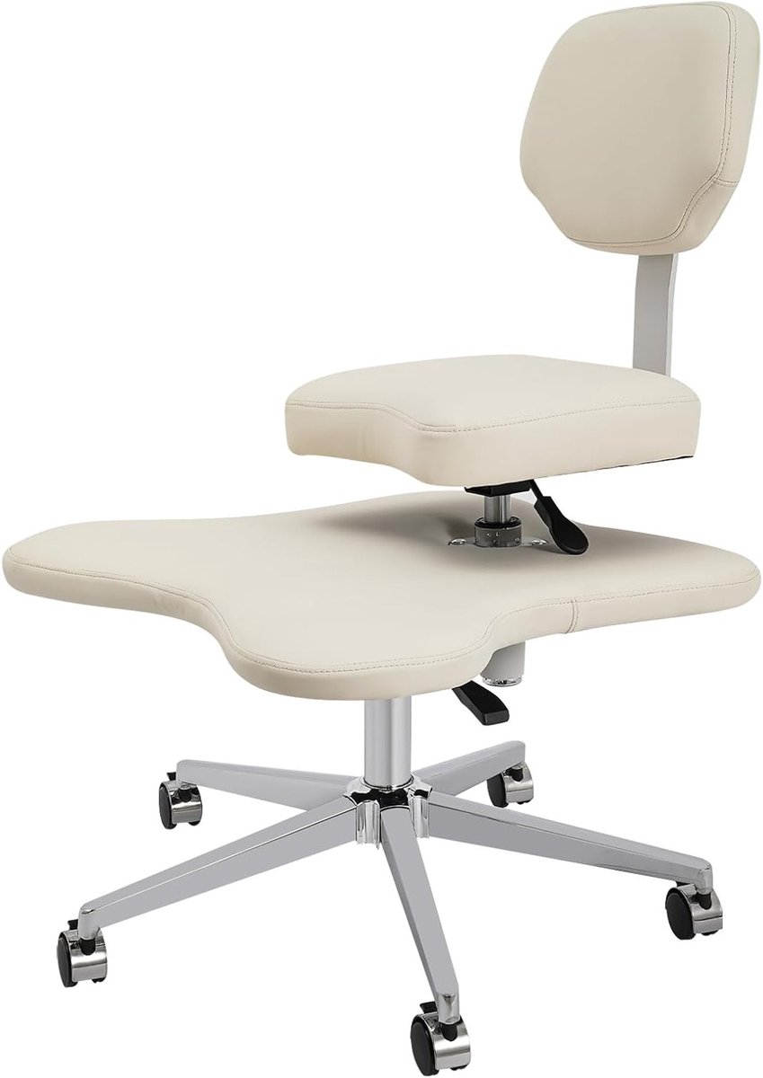 Comfortabele Meditatie Stoel met Wielen, 2 Stuks, Ideaal voor Yoga, Kantoor en Woonkamer, Luxe Criss Cross Design in Ivoorwit