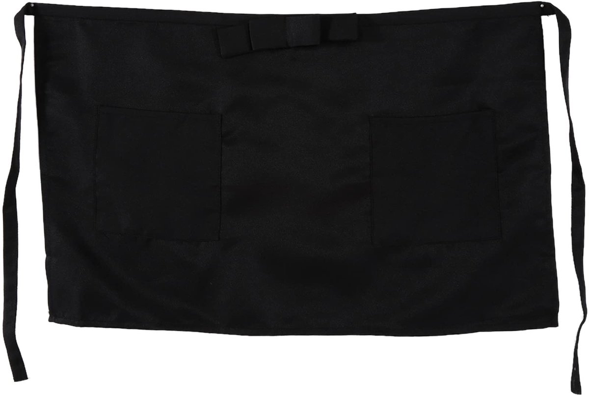 Dailygoods - Dailygoody - Keuken Schorten - Serveren en Koken - Diepe Zakken - Zwart - Korte Schort - Geschikt voor Mannen en Vrouwen