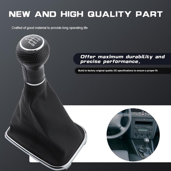 Dailygoods - Dailygoody - Versnellingspookhoes - Gear Shift 5 Speed - Hoogwaardige afwerking - Zwart - Auto accessoires - Ideaal voor Golf 4 en Bora - Perfecte pas.. van Dailygoods — afbeelding 2