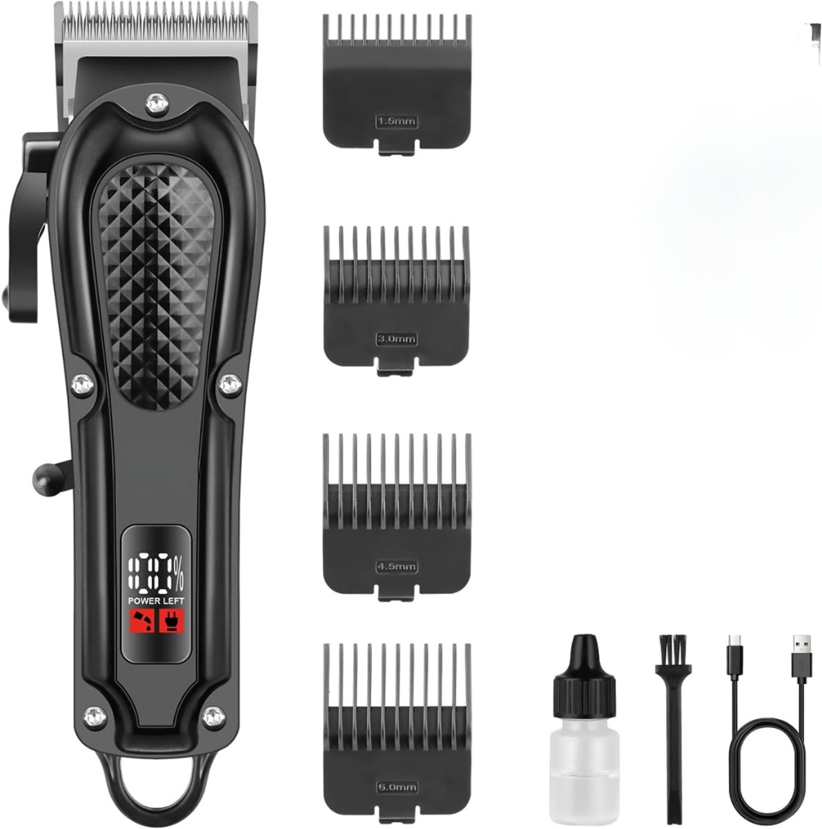 SNJY® Tondeuse Hoofdhaar - Baardtrimmer Mannen - Draadloze Haartrimmer - Gebruikstijd: 300 minuten - Zwart