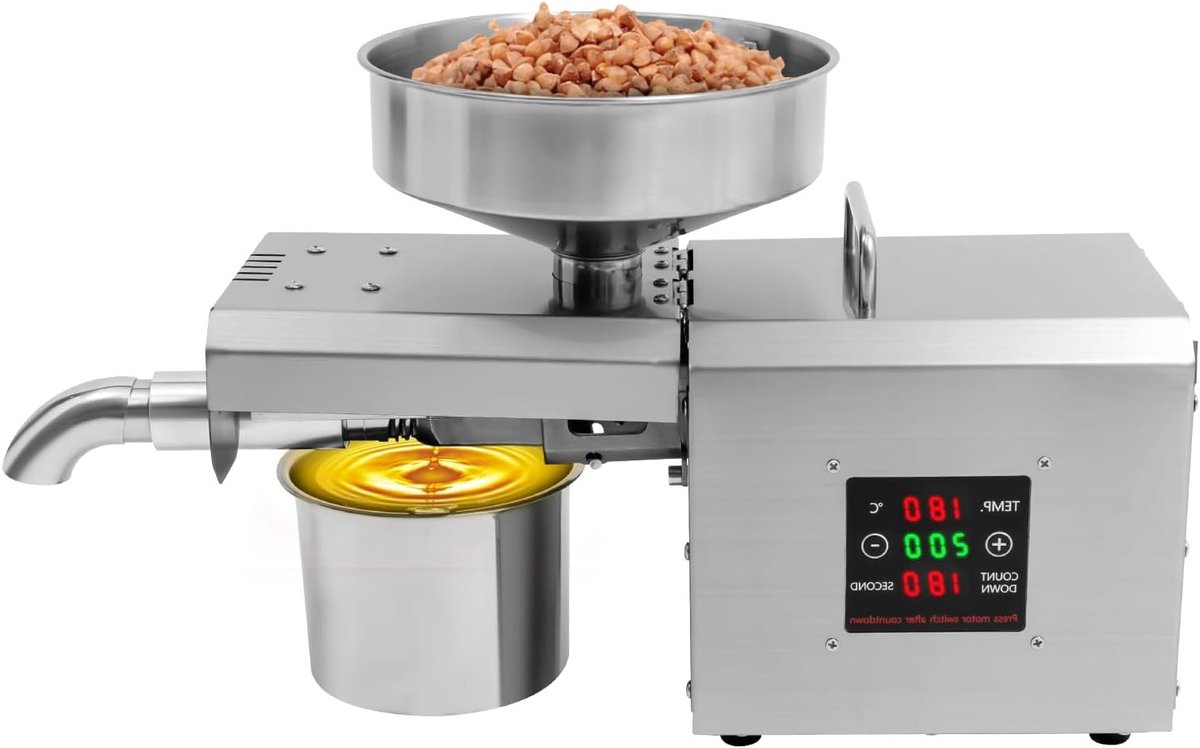 Koude Persolie-extractor voor Noten en Pinda's - RVS Automatische Persmachine 610W voor Gezonde Olieproductie