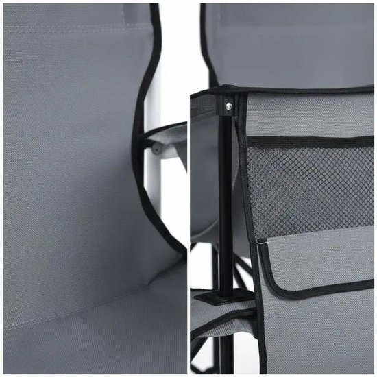 HomeGoodies - Dubbele campingstoel opvouwbaar - Verstelbare parasol - Roestvrij stalen frame - Waterdicht - Strand & patio - Grijs van Homegoodies — afbeelding 4
