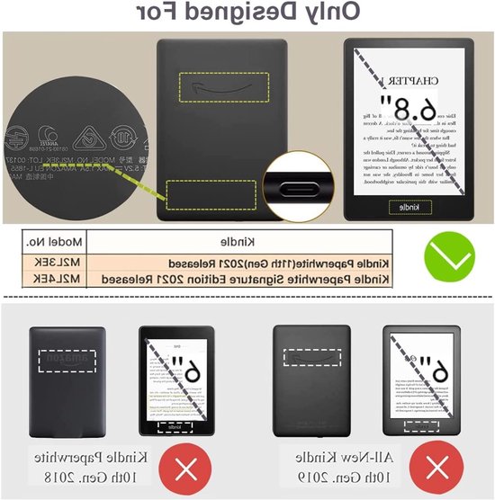 Slimme PU Leren Hoes voor 6.8" Kindle Paperwhite (11e Generatie 2021) en Signature Edition - Bescherming, Stijl en Functionaliteit — afbeelding 3