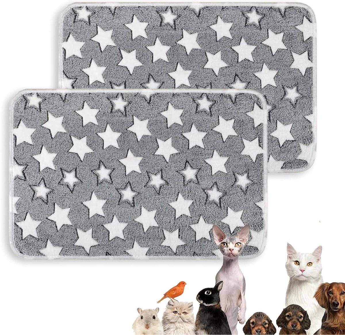 Set van 2 Wasbare Cavia Kussens, Koraal Fleece Pads, Alternatief voor Kooi, Bank en Auto, Zachte Fleece Dekens voor Konijnen, Hamsters en Knaagdieren