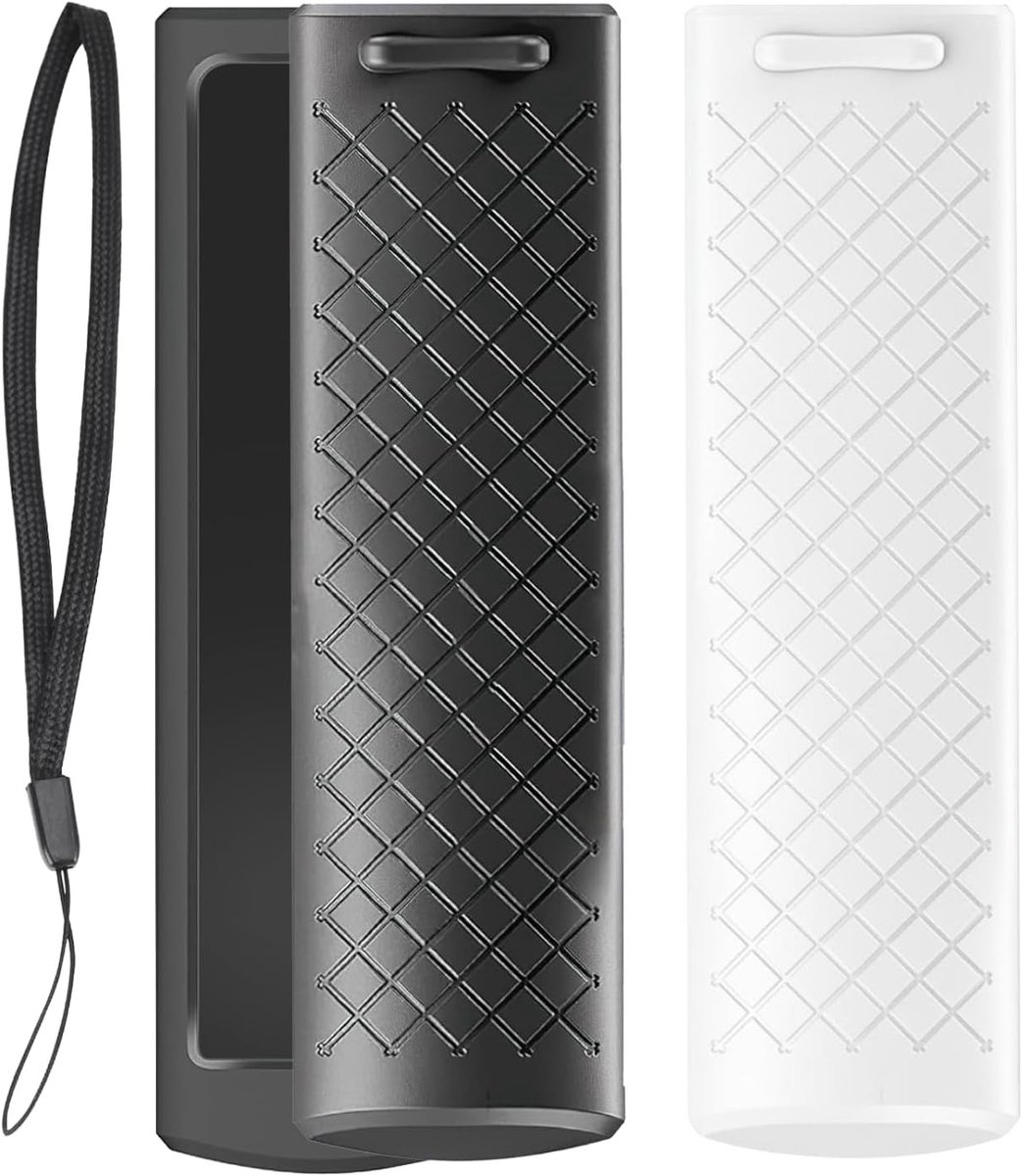 Siliconen Beschermhoes voor TV Afstandsbediening - Schokbestendig, Zwart/Wit, 2 Stuks, 17 x 4.8 x 3 cm, Geschikt voor Diverse Modellen