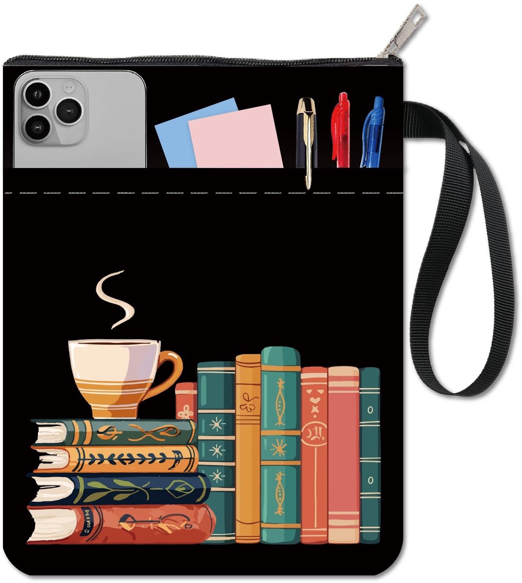 Dailygoody - Boek Sleeve - Boek Protector - Wasbare Stof - Zwart - Koffieboek Covers - Geschikt voor Studenten en Docenten