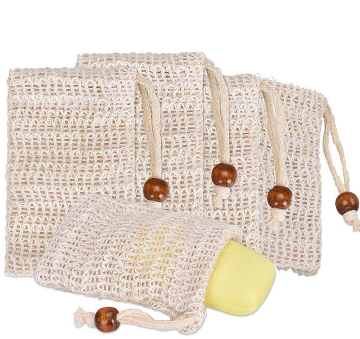 Dailygoody - Sisal Zeepzakje - Zeepbesparend - Organisch - Scrub - Drogen - Voor Douche en Bad