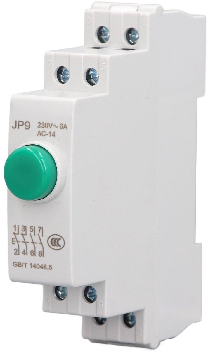 Dailygoods - Dailygoody - Din Rail Drukknopschakelaar - Drukknopschakelaar AC230V - Eenvoudig te installeren - Compact formaat - Elektrische lijnbediening - Geschi...
