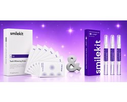 Smilekit - Tandenbleekset - PAP+ Whitening Strips & V34 Colour Corrector Pens - Witte Tanden - Paarse Tandpasta - Teeth Whitening - Kleurcorrector - smilekit