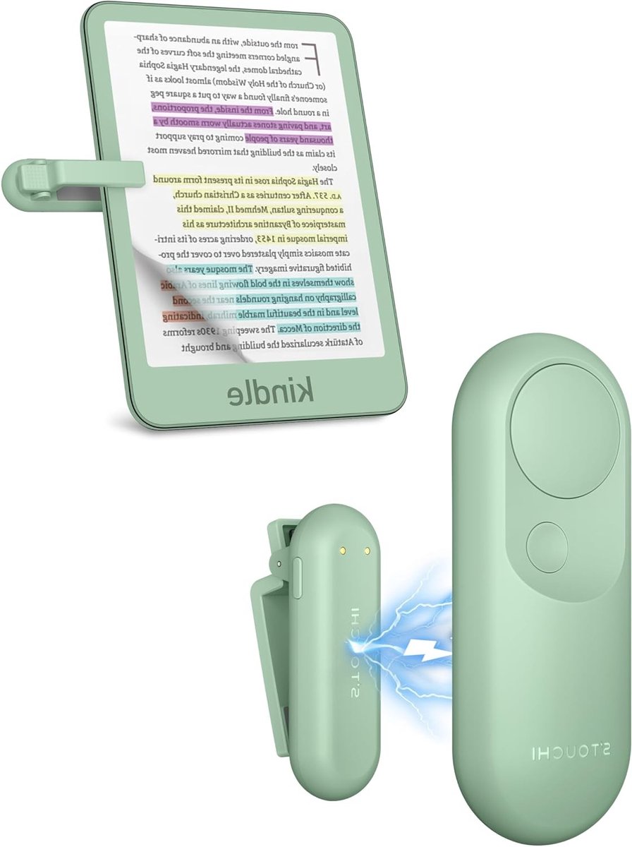 Ergonomische Pagina Turner voor eReaders, Tablets en iPads - 2-in-1 Magnetische Klikker met Polsband - Ideaal voor Kindle Paperwhite en Oasis - Matcha Groen