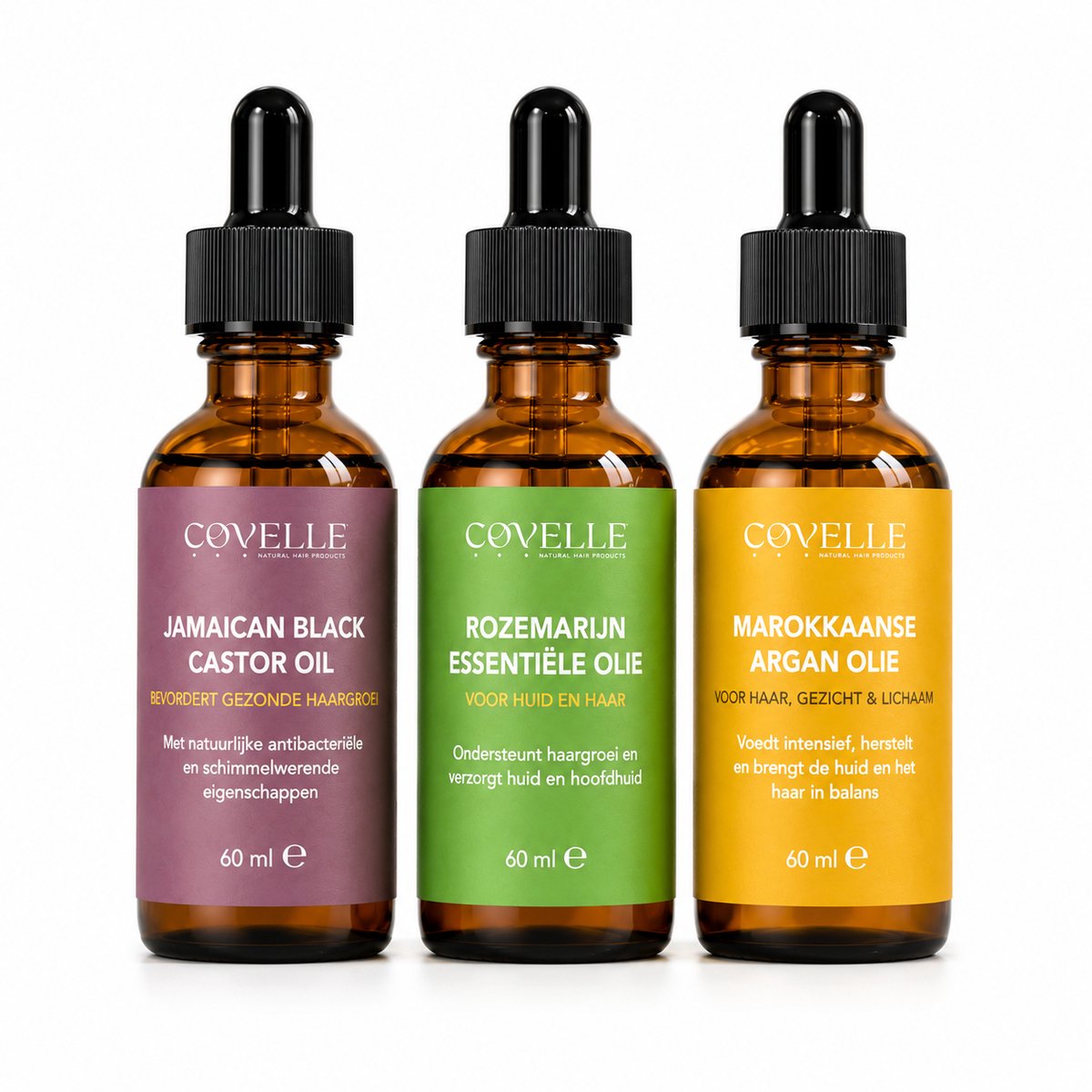 Covelle - Haarolie set - Rozemarijn olie - Jamaicaanse Castor olie - Marokkaanse Argan olie - Voordeelpakket - Wonderolie