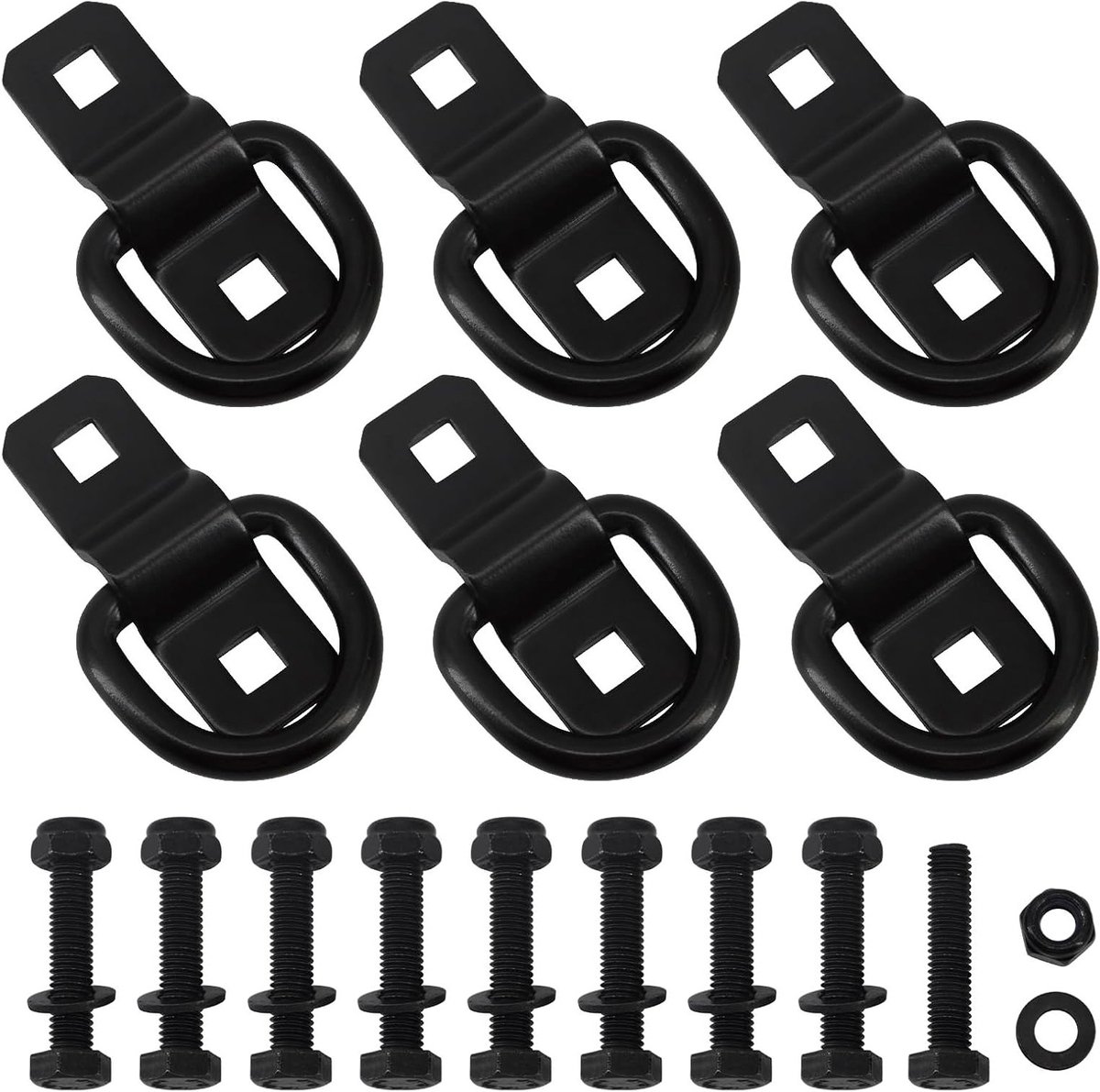 6 Stuks 3/8 Inch Zware Stalen D-ring Spanankers - 6000lbs Capaciteit voor Trailer, Vrachtwagen, Boot, Van, RV, ATV, SUV en Motorfiets Ladingbeveiliging met Montagebeugel