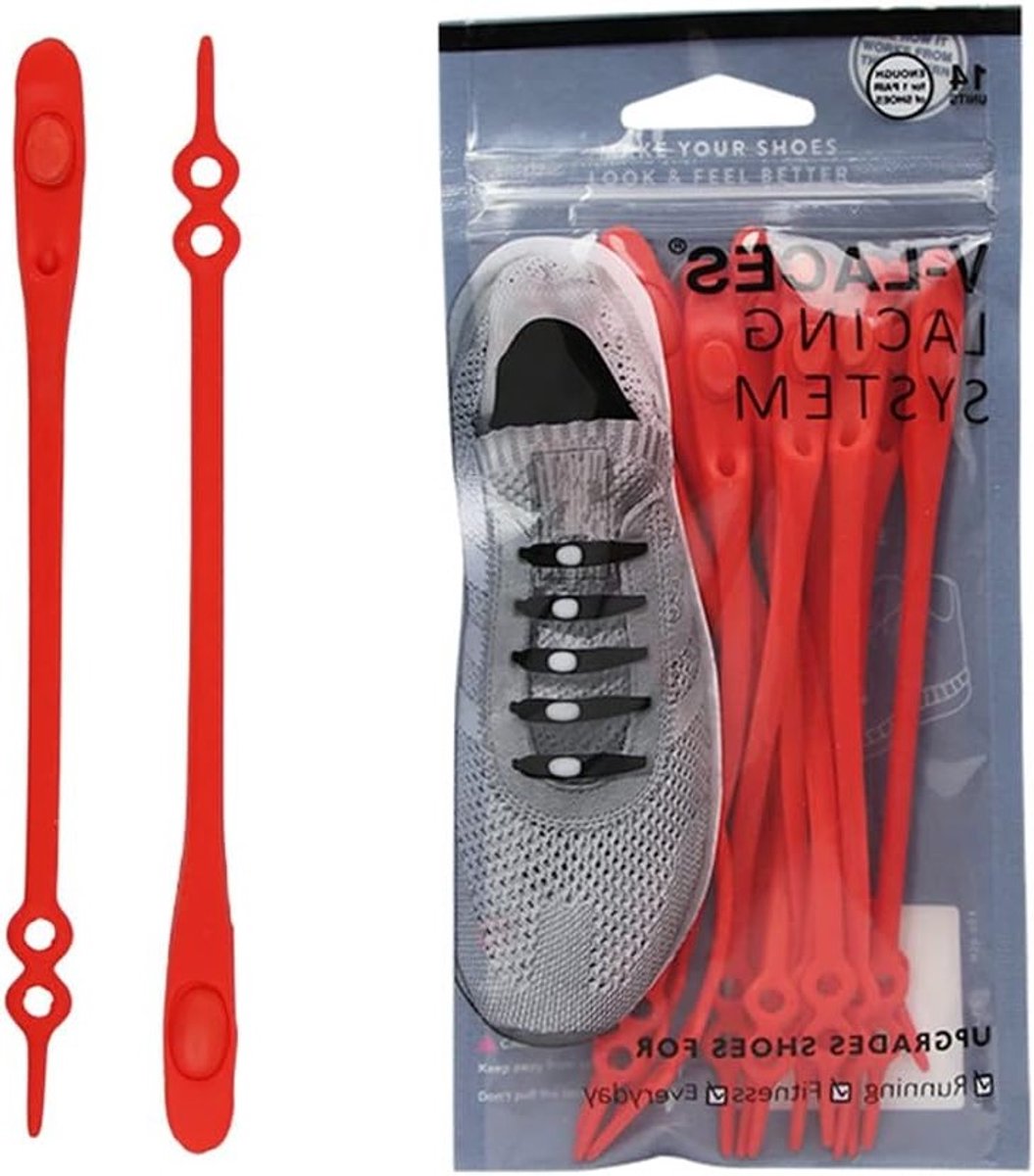 Elastische veters zonder knopen voor kinderen en volwassenen, ideaal voor sneakers, real red, One Size, eenvoudig aan te trekken