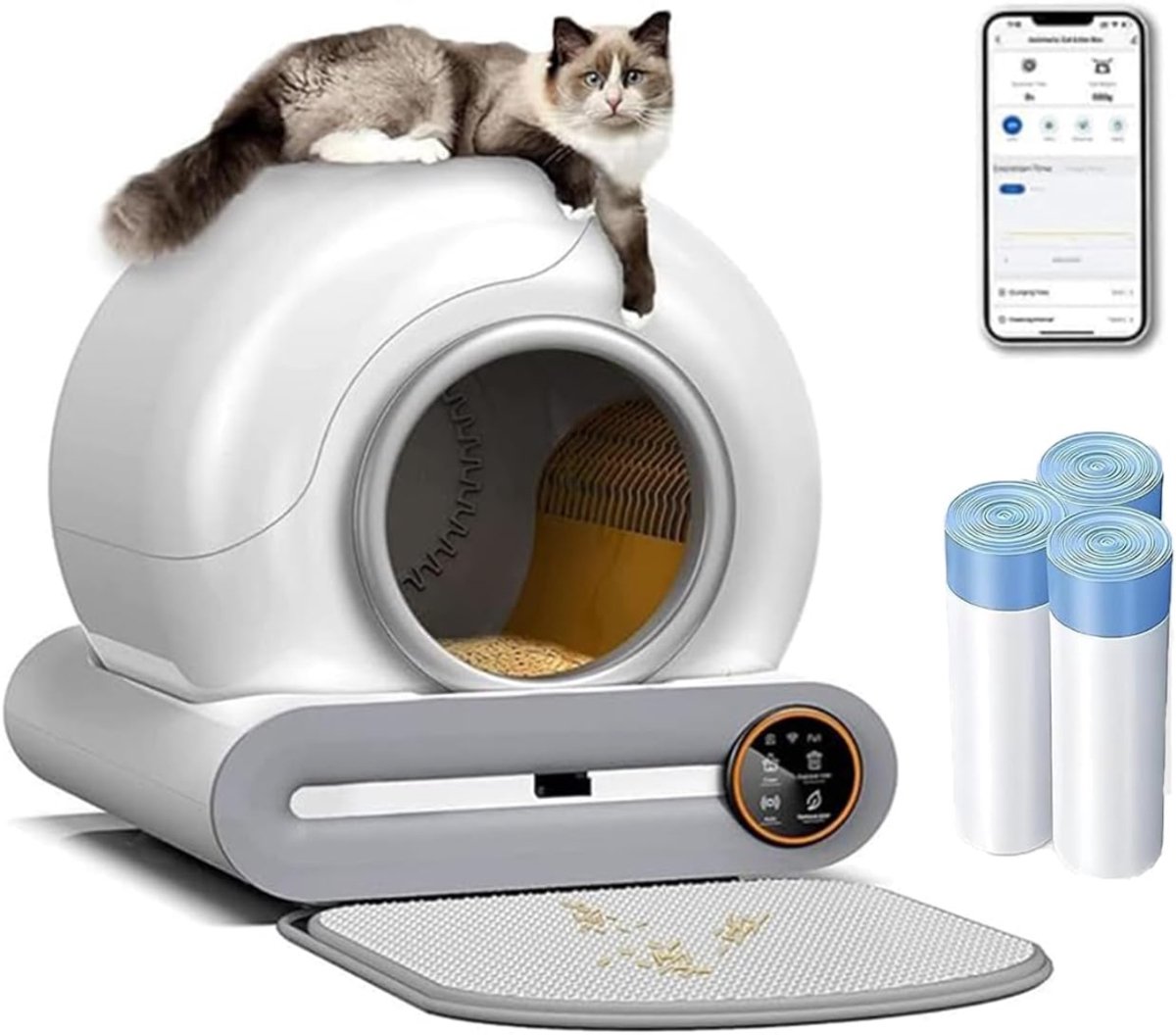 AHD® Elektrische Kattenbak - Electrische Kattenbak Zelfreinigend - Electrische Kattenbak - Wit- 58cm x 54cm x 59cm