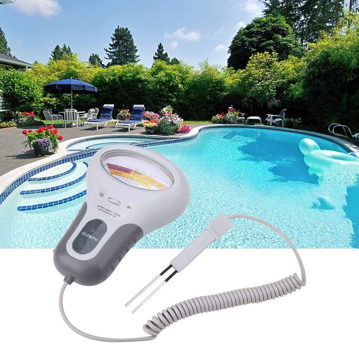 Dailygoods - Dailygoody - PC-102B CL2 - Chlorine PH Analyzer - Draagbare meter - Digitale water tester - Ideaal voor zwembaden en spa's - Eenvoudig in gebruik -