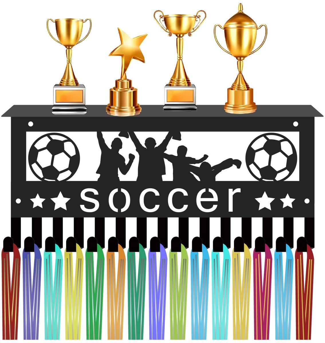 Dailygoods - Dailygoody - Voetbal Medaille Hanger - Medaille Houder - Trofee Plank - Voetbal - Sport Organizer - Voor meer dan 70 Medailles - Ideaal voor Sporters