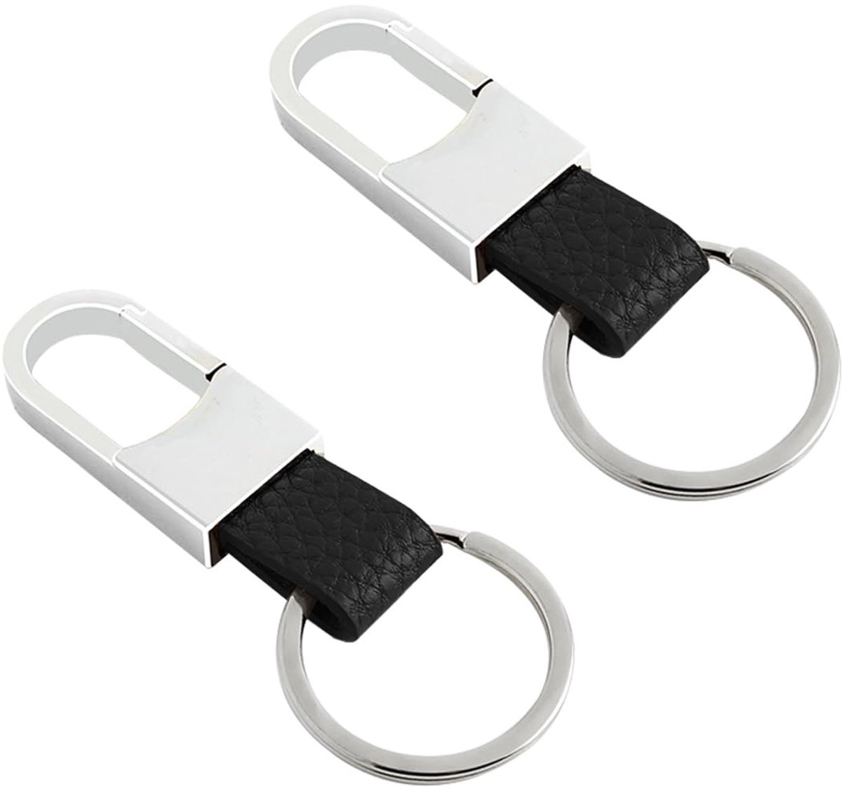 Dailygoods - Dailygoody - Autosleutelhanger - Sleutelhouder - Echt leer - Zwart en bruin - Anti-verlies - Geschikt voor mannen en vrouwen - 2 stuks