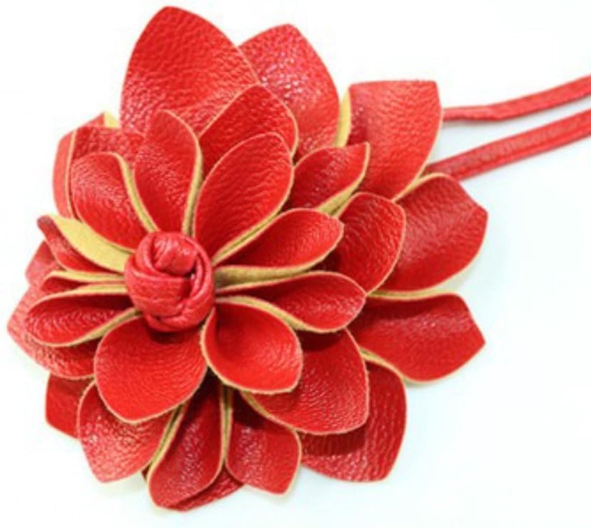 Boho Tailleband voor Dames, Verstelbare Leren Ceintuur met Grote Bloem, Ideaal voor Feestjes en Bruiloften, 210 cm, Rood, Vintage Stijl, Modeaccessoire, Casual Outfit