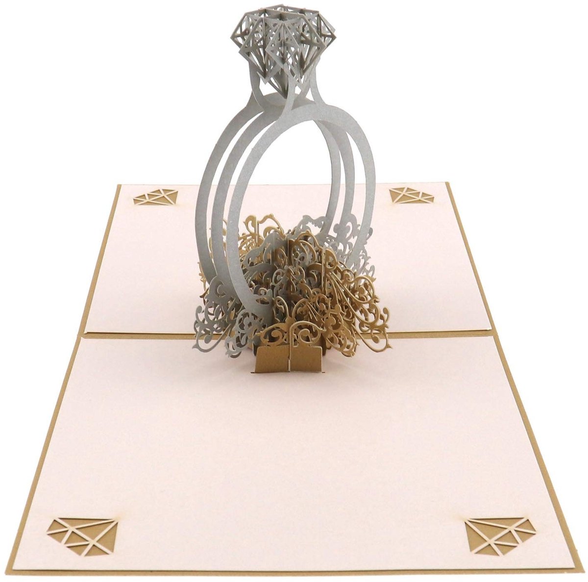 Dailygoody - Pop Up Diamond Ring Card - 3D Popup Greeting Card - Verrassend ontwerp - 15x15cm - Perfect voor liefde en feestelijkheden - Geschikt voor..