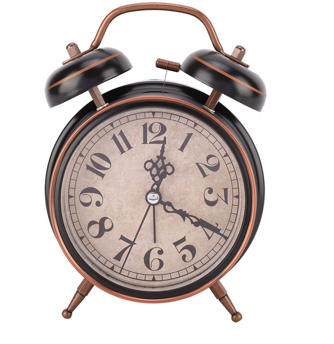 Dailygoody - Retro mechanische wekker - Niet tikkende wekker - Zwart - Dubbele bel - Nachtlampje - Geschikt voor slaapkamer en thuiskantoor