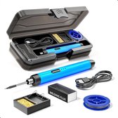 Tech Essentials Draadloze Soldeerbout - 8W - USB-C - Met Tin - Kit - Fijnsoldeerwerk - Accu - Soldeerset - Elektrisch Gereedschap - Soldeerstation - Soldeerpistool - Soldeerapparaat - Mini - Blauw