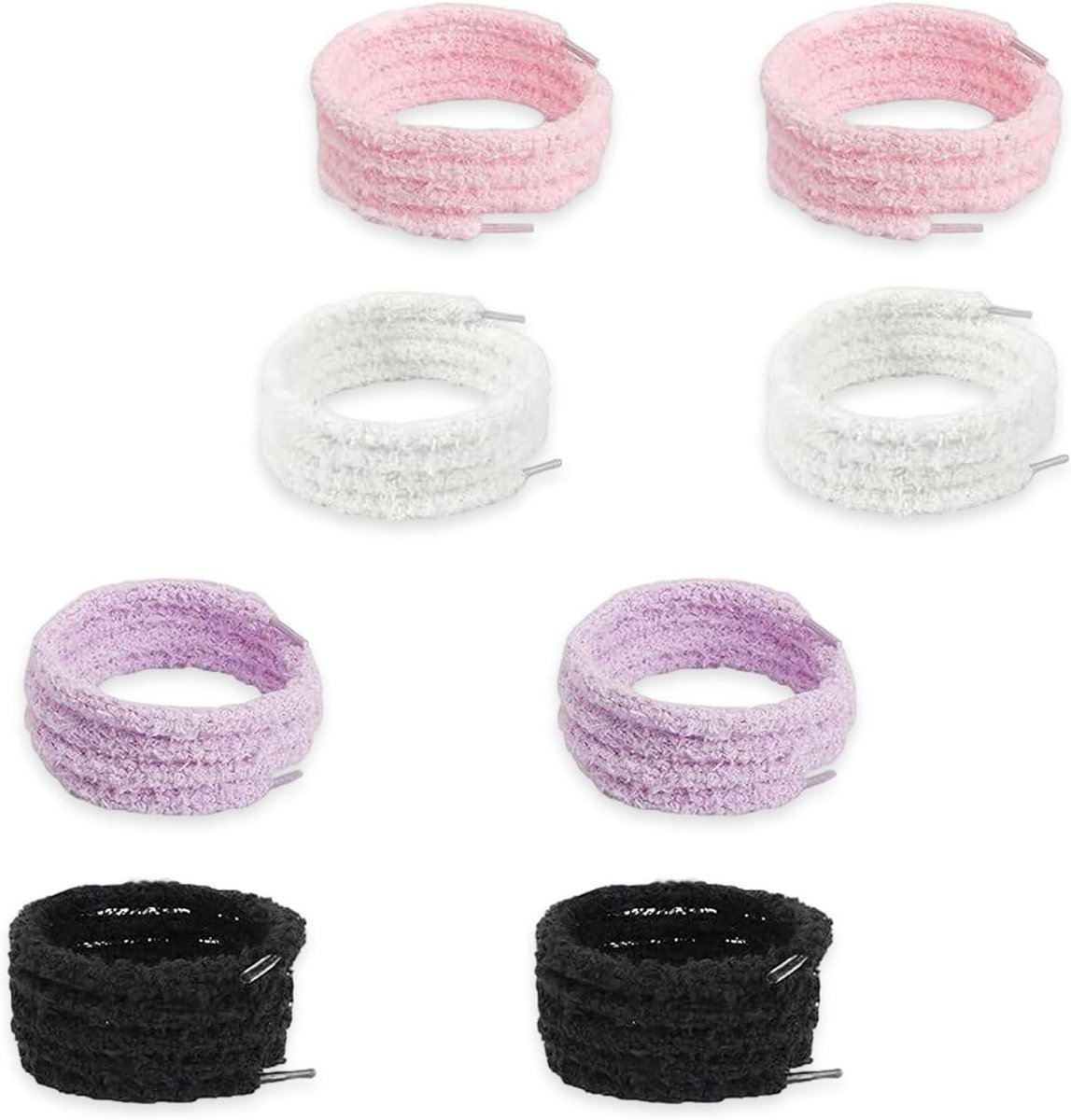Pluche Schoenveters in 4 Kleuren voor Sneakers en Schoenen - Zachte, Brede Veters voor Persoonlijke Decoratie en Comfort