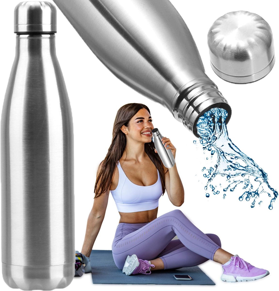 Dailygoods - RVS Drinkfles 500 ml met Draaisluiting, Vaatwasmachinebestendig